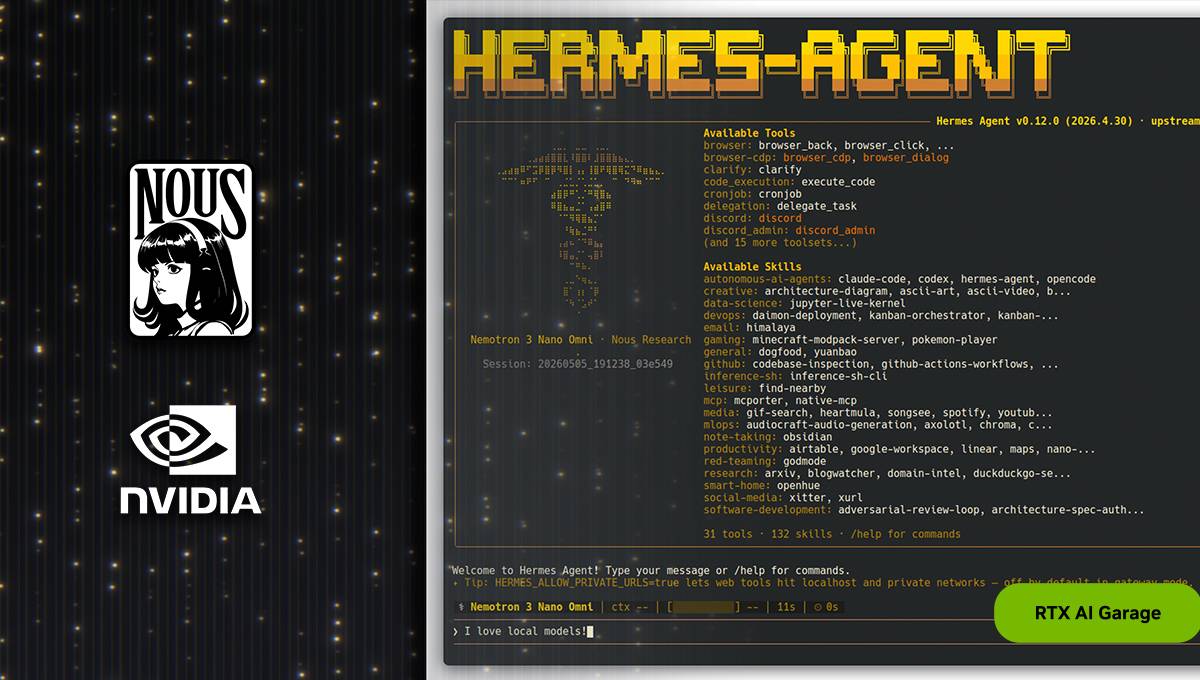 NVIDIA RTX Hardware Powers Hermes Agent for Agentic AI Workflows