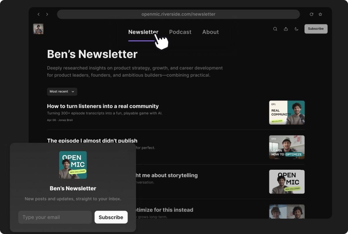 Riverside Adds Newsletter Publishing to Its Podcasting Tools